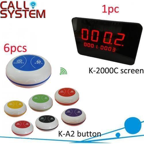 Top Popular Coffee Shop Service Restaurant Waiter Buzzer Table Call Button Guest Paging System(1 display 6 button)