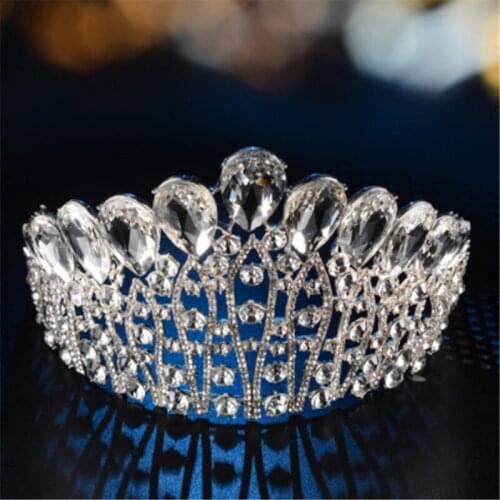 Women Hair Jewelry Wedding Crown Bridal Tiara Baroque Queen King Crown Luxury Crystal Big Tiaras Crowns Wedding Hair Accessories