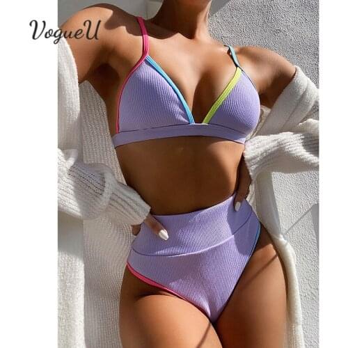 Ladies Sexy Color Matching Swimsuit Bikinis Swimsuits Bikini Suit Push-Up Brazilian Swimwear Summer High Waist Beachwear Set