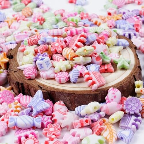 100/200Pcs Acrylic Beads Animal Candy Round Shape Mixed Loose Beads For Jewelry Making DIY Necklace Bracelet Crafts Accessories