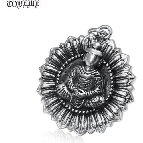 100% 925 Silver Sakyamuni Buddha Statue Pendant Necklace Real Silver Buddhist Buddha Amulet Tibetan Pendant Buddha Statue