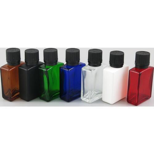 10 x 30ml Essential Oil Travel Portable Simple Colorful Glass with Black Plastic Cap for Liquid Reagent Pipette Bottle Container