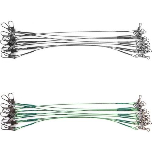 20pcs Anti Bite Fishing Lines Steel Wire Leader with Swivel Core Leash Lure Fishing Tackle Tool Accessories