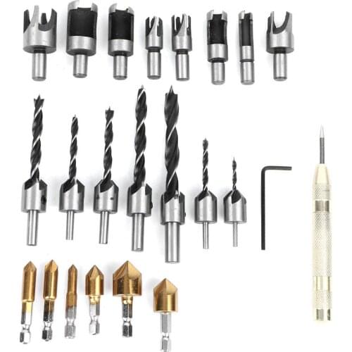 23Pcs Claw-Type Chamfer Drill Bit Hex Set for Woodworking Cutter Chamfering Tool Chamfer Cutter Tool
