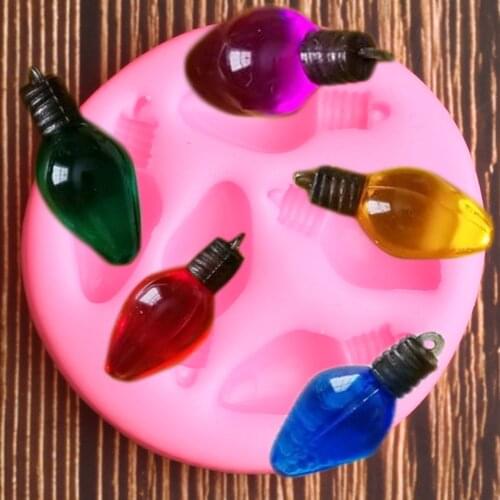 3D Lightbulbs Silicone Molds DIY Christmas Party Cupcake Topper Fondant Cake Decorating Tools Candy Chocolate Gumpaste Moulds