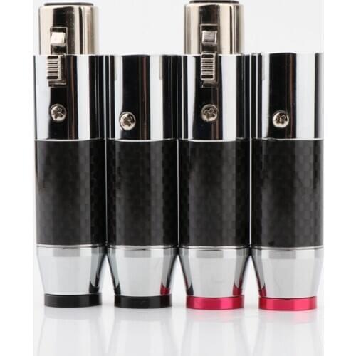 4pcs acrolink style Rhodium plated Carbon Fiber audio XLR plug Female plug for DIY interconnect cable