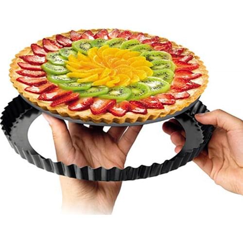 8 inch Non-Stick Tart Quiche Flan Pan Molds Pie Pizza Cake Mold Removable Loose Bottom Fluted Heavy Duty Pizza Pan Bakeware