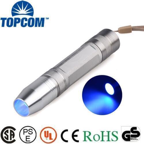 Topcom Rechargeable 2-Mode High Power 3W 365NM UV Aluminum Alloy Flashlight 18650 Battery