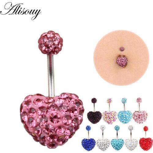 Alisouy 1 piece AAA Zircon Style Crystal Body Jewelry Belly Button Ring Body Piercing Navel Piercing color Color Ombligo