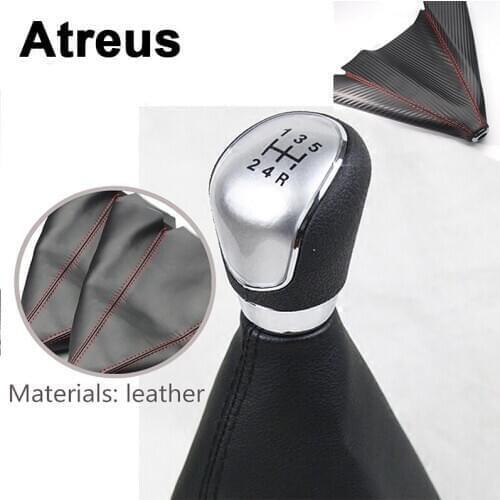 Atreus For VW polo passat b5 b6 Mazda Toyota corolla Ford focus 2 Car Carbon Fiber Genuine Leather Gear Lever dust-proof Cover