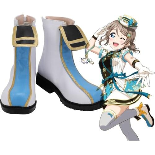 Love Live Watanabe You White Boots Cosplay Customized Leather Shoes for Unisex Any Size