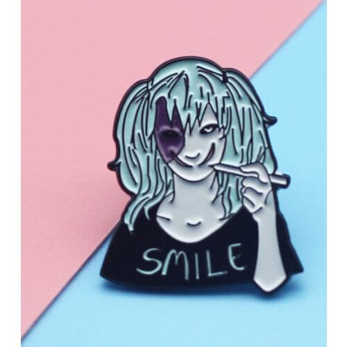 Cartoon Anime Smile Face Cosplay Brooch Pins Enamel Metal Badges Lapel Pin Brooches Jackets Jeans Fashion Jewelry Accessories