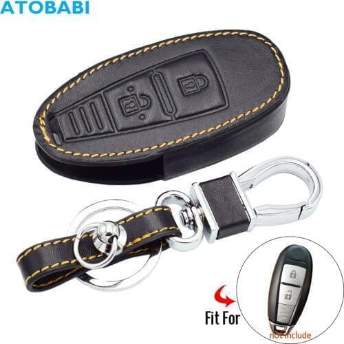 Real Leather Car Key Cover For Suzuki Grand Vitara Ignis Liana Samurai Swift Sx4 2 Buttons Smart Remote Fob Case Protector Bag