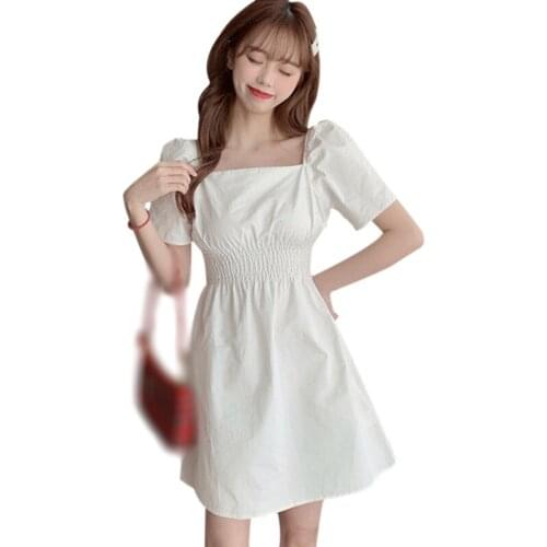DAXIN Womens Dresses Summer Elegant Plus Size Clothing French Style Square Neck Short Sleeve Vestidos
