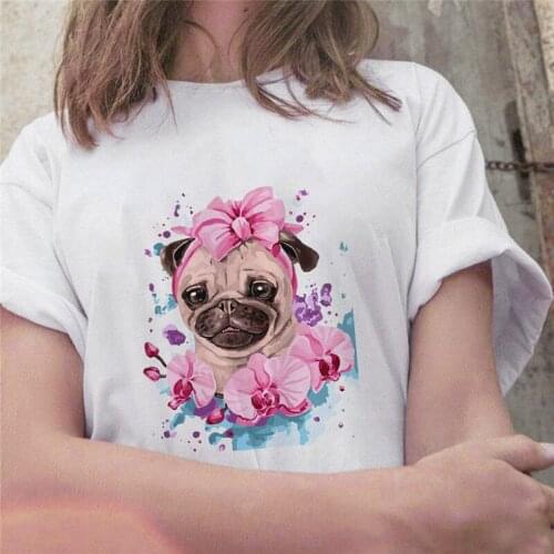 Oil Painting Fighting Print Womens T-shirt Short Sleeve Cute Dog Graphic T-shirt Harajuku Fashion Grunge T-shirt Female