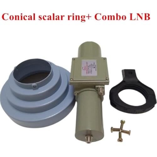 Combo Universal Ku LNB and 5150MHz C band LNB +Conical scalar ring Kits