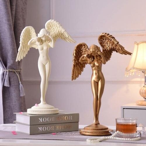 CREATIVE EUROPEAN HOME DECORATIVE HUMAN BODY STATUE SEXY ANGEL SCULPTURE DECORATION RESIN CRATF ORNAMENT LIVING ROOM DECORATION