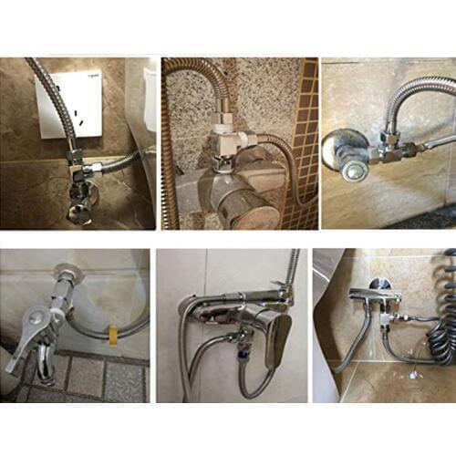 1/2" Brass Chrome 3 Way Diverter Hose Fitting Tee T Shape Adapter Bath Connector Water Diverter