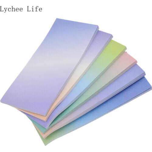 Lychee Life 1Pcs Gradient Color Scrapbook Paper Sticker For Planner Rectangle Memo Pad Happy Post Sticker Diy Crafts