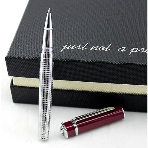 Retro Hollow Flower Metal Medium 0.5mm Ballpoint Pen Silver Clip Pens Ball for School Student Office Business Writing Stationery