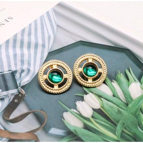 Sweet Green Filigree Alloy Stud Earring