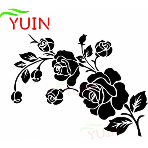 Flower Fashion Decoration Sticker Window Creative Stickers PVC Waterproof Sunscreen Decal Black/White/Red/Laser/Silver 23*16CM