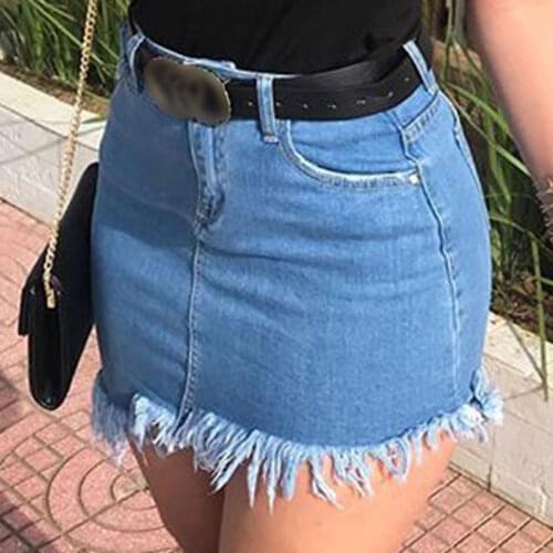 Women Denim Skirt Classic Sexy Hot Girl Summer Fashion Mini Skirts Blue Solid All-Matched Jeans Skirt Female Clothing Hip Slim