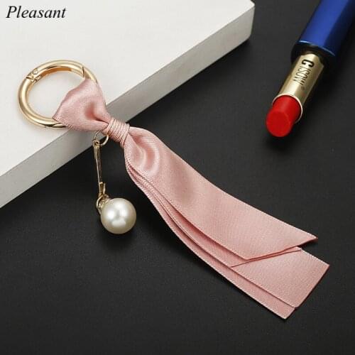 Fashionable and Simple 14.5cm Ribbon Keychain Ladies Car Key Pendant Spring Buckle Key Ring