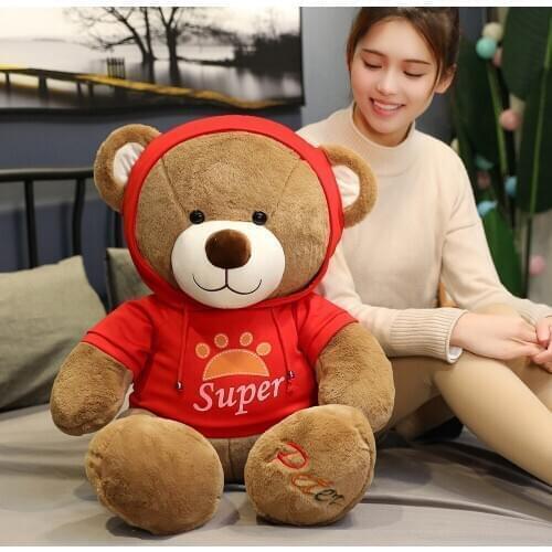 Cartoon Dressing Teddy Bear Plush Toy Doll Sweater Brown Plush Bear Hugs Little Bear Birthday Gift Free Shipping