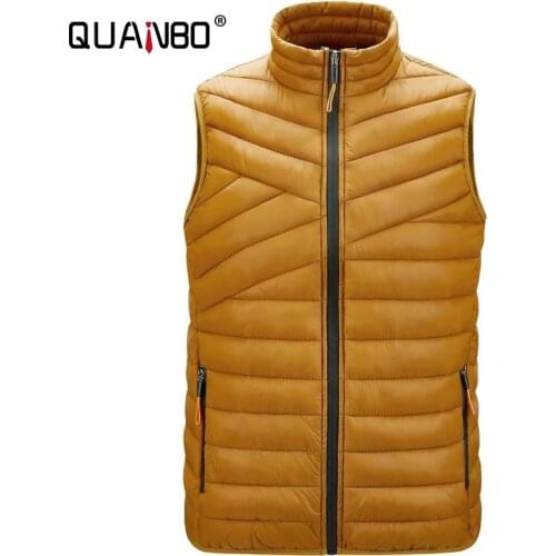 QUANBO Brand Clothing Mens Lightweight Water-Resistant Packable Puffer Vest 2021 Spring Autumn Men Casual Biker Vest