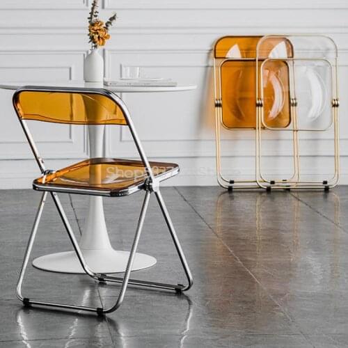 Nordic Transparent Folding Chair Back Home Simple Dining Chair Net Red Makeup Chair Acrylic Crystal Stool