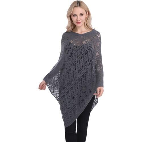 2020 New Brand Summer Pullover Cape Women Hollow flower Knitting Poncho Capes Batwing Sleeves Shawls Sunscreen Solid Cloak