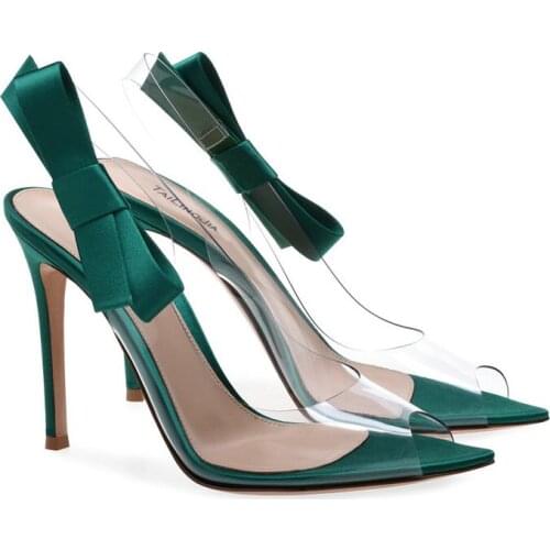 New Thin Heel Transparent PVC + Bow Lady Sandals Shoes Summer Mixed Color Gladiators Summer Sandals Shoes