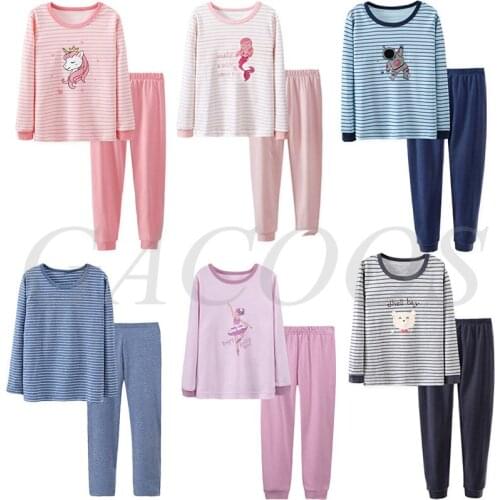 Boys Girls Pajamas Autumn Winter Unicorn Teen Pajamas Childrens Clothing Sleepwear Cotton Pyjamas Sets For Kids 6 8 10 14 Years