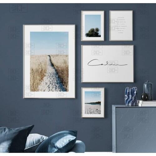 Beach Road Brown Canvas Nordic Poster Nature Wall Art Print Landscape Painting Decorative Picture Scandinavian Home Decoration