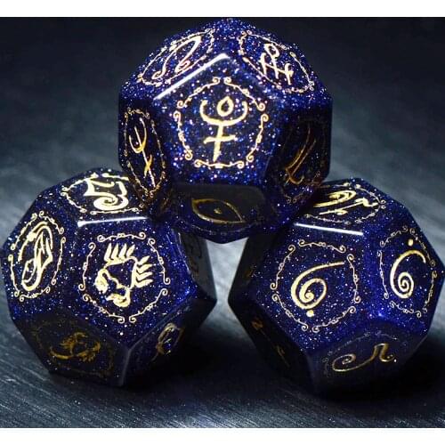 Customized Blue Sandstone Astrological Dice Divining Dice Divining Artifact 3 Sets of Physical Constellation Sieve