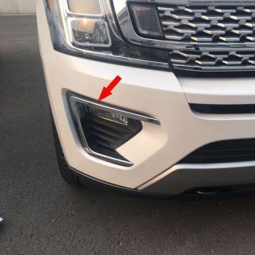 Fit 2018 New Ford Expedition Chrome Front Fog Light Lamp Eyelid Cover Trims