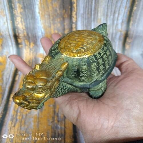 Christmas Antique gilded little dragon turtle pure copper longevity character dragon turtle home collection statue