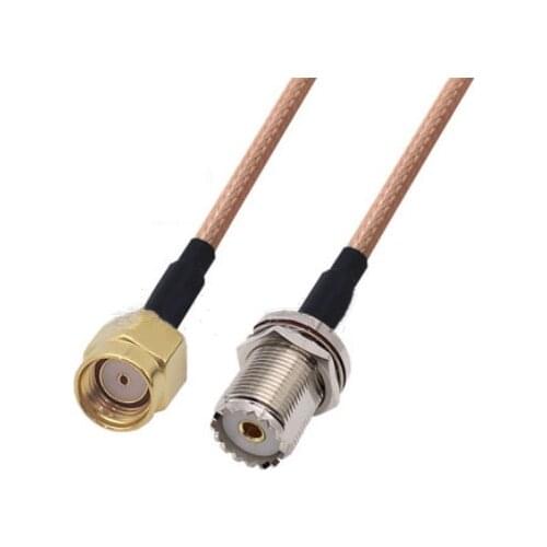 RP-SMA Male To UHF PL259 Female Jack Nut Bulkhead RF Pigtail Jumper RG316 Cable