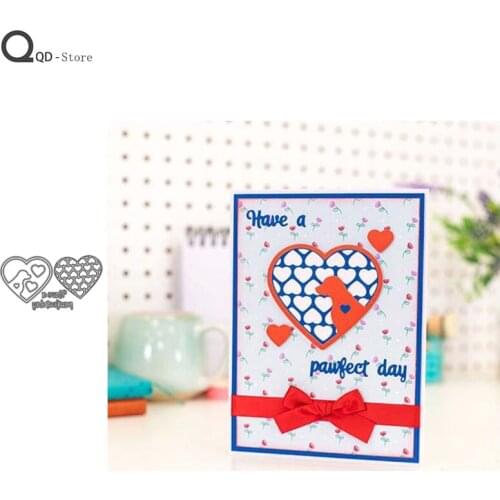 Puppy Love Background Box Cutting Dies Stamps Dies Scrapbooking Mold Cut Handmade Tools DIY Craft Decoration Metal Cutting Dies