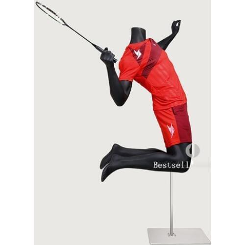 Sports Model Props Mens Body Playing Black Headless Dummy Model Badminton Mannequin