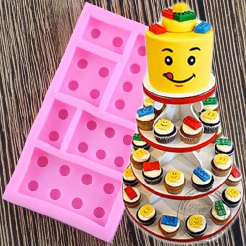 Building Block Silicone Molds Cupcake Topper Fondant Mould DIY Cake Decorating Tools Clay Candy Chocolate Moulds