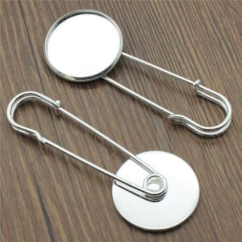 WYSIWYG 2pcs Brooch Base Fit 25mm Round Glass Cabochon Silver Color Copper Material Brooch Base Jewelry Findings Jewelry Making