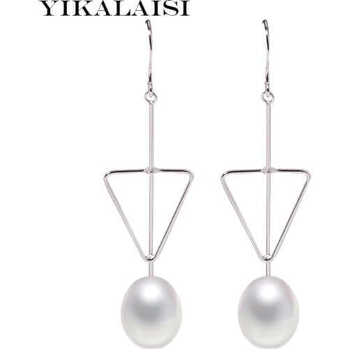YIKALAISI 925 sterling silver pearl Jewelry earrings new genuine Natural long earrings fine jewelry for Women 8-9mm Pearl size