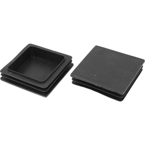 100mm x 100mm Plastic Ribbed Square End Caps Cover Tube Inserts 2 Pcs
