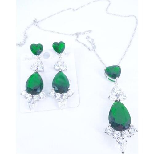 2020 new fashion retro BLUE red green CZ zircon necklace earrings party ball jewelry wedding dressing banquet formal jewelry