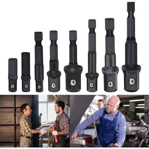 8Pack 1/4" 3/8" 1/2" Hex Drill Bit Socket Adapter Converter Nut Driver Impact