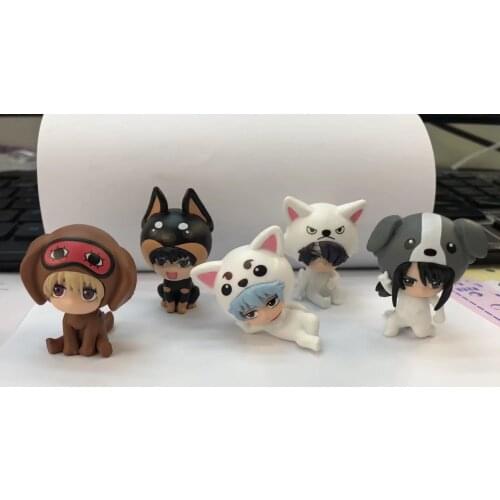 Anime 5pcs/set Gintama Mini Sakata Gintoki Hijikata Toushirou Katsura Kotarou Takasugi Shinsuke Animals Ver. PVC Action Figure