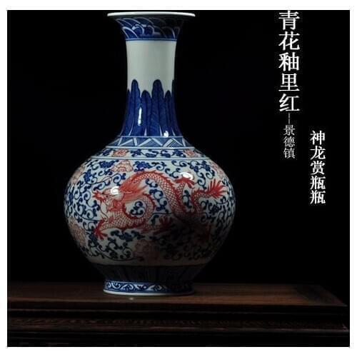Antique handmade blue and white porcelain vase ceramics flower decoration home decoration crafts