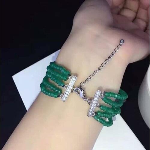 Free shipping Jewelry 5row natural 2*4mm pink Purple black Faceted bracelet 7.5-8inch micro inlay zircon crystal